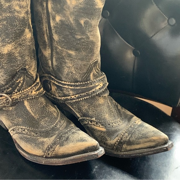 Distressed Black Old Gringo Cowboy Boots - Picture 2 of 6